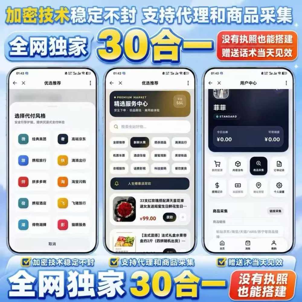 美团30合一代付源码